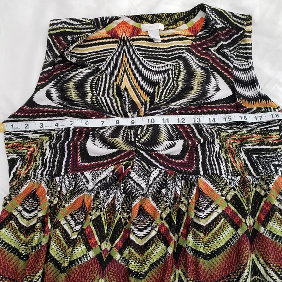 Chicos Womens V-Neck Sleeveless Geometric Print Stretch Midi Dress Size L - Picture 6 of 10